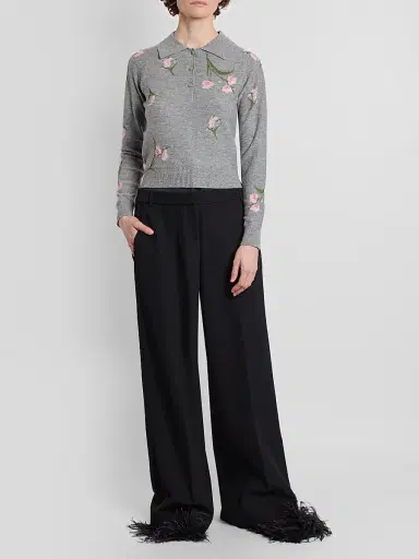 Erdem Women's Grain De Poudre Wide-Leg Trousers | Thumbnail 2 Erdem Women's Grain De Poudre Wide-Leg Trousers | Thumbnail 2