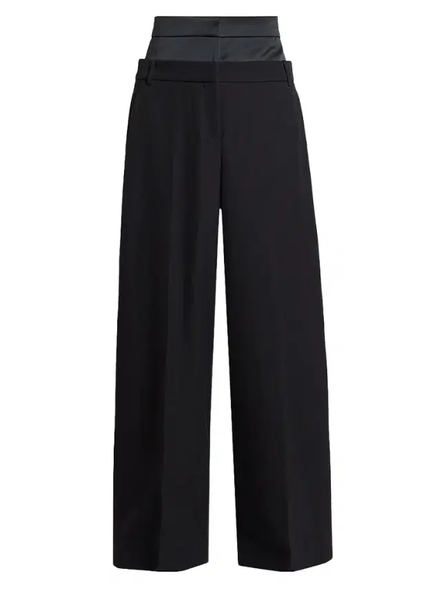 Erdem Women's Grain De Poudre Wide-Leg Trousers - Black
