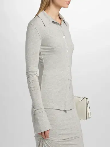 TOTEME Women's Fitted Jersey Shirt - Pale Grey - Size XL | Thumbnail 4 TOTEME Women's Fitted Jersey Shirt - Pale Grey - Size XL | Thumbnail 4