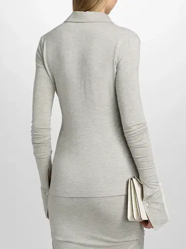TOTEME Women's Fitted Jersey Shirt - Pale Grey - Size XL | Thumbnail 5 TOTEME Women's Fitted Jersey Shirt - Pale Grey - Size XL | Thumbnail 5