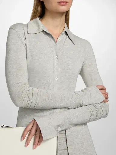TOTEME Women's Fitted Jersey Shirt - Pale Grey - Size XL | Thumbnail 6 TOTEME Women's Fitted Jersey Shirt - Pale Grey - Size XL | Thumbnail 6
