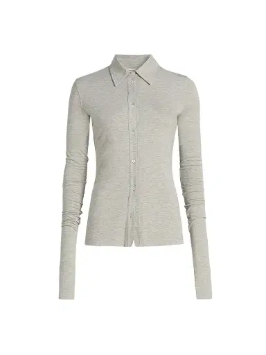 TOTEME Women's Fitted Jersey Shirt - Pale Grey - Size XL | Thumbnail 1 TOTEME Women's Fitted Jersey Shirt - Pale Grey - Size XL | Thumbnail 1