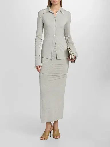 TOTEME Women's Draped Jersey Midi Skirt - Pale Grey - Size XL | Thumbnail 2