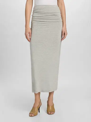 TOTEME Women's Draped Jersey Midi Skirt - Pale Grey - Size XL | Thumbnail 3