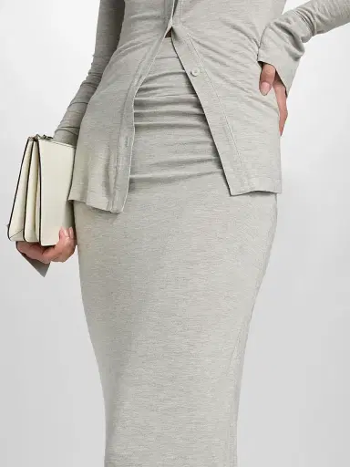 TOTEME Women's Draped Jersey Midi Skirt - Pale Grey - Size XL | Thumbnail 6