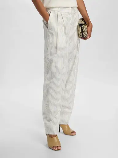 TOTEME Women's Striped Cotton-Silk Balloon Trousers - White Cobalt - Size 12 | Thumbnail 4 TOTEME Women's Striped Cotton-Silk Balloon Trousers - White Cobalt - Size 12 | Thumbnail 4