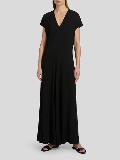TOTEME Women's V-Neck Jersey Maxi Dress - Black - Size XL | Thumbnail 2