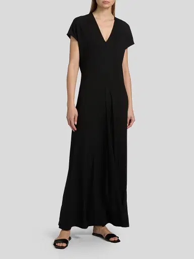 TOTEME Women's V-Neck Jersey Maxi Dress - Black - Size XL | Thumbnail 3