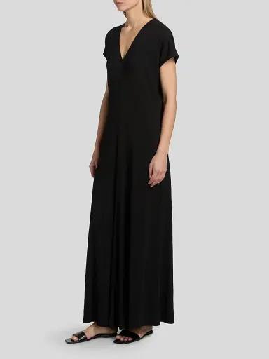 TOTEME Women's V-Neck Jersey Maxi Dress - Black - Size XL | Thumbnail 4