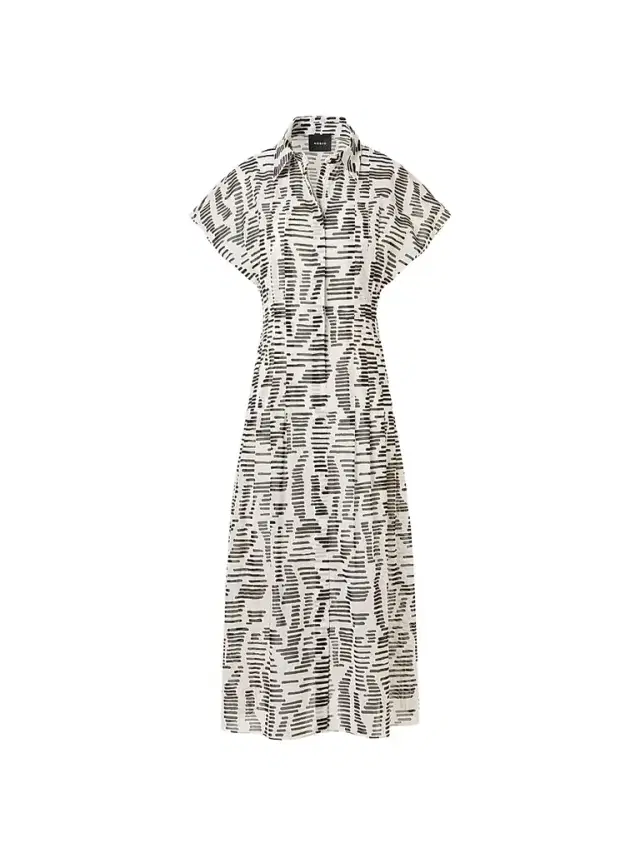 Women's Printed Cotton Midi Shirtdress - Ecru Black