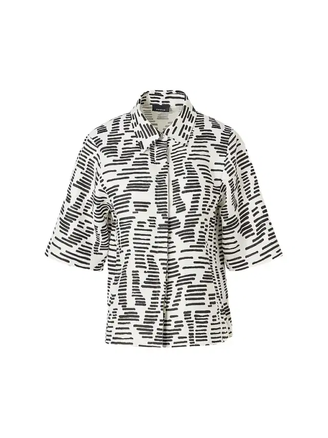 Akris Women's Dance Movements Linen Toile Blouse - Ecru Black