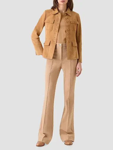 Akris Women's Delia Suede Utility Jacket - Camel - Size 16 | Thumbnail 2