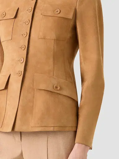 Akris Women's Delia Suede Utility Jacket - Camel - Size 16 | Thumbnail 5