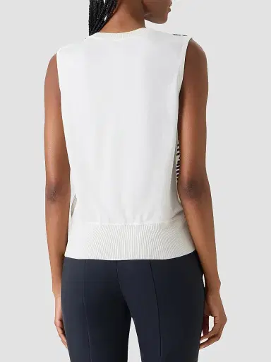 Akris Women's Printed Silk Top - Ecru Black - Size 14 | Thumbnail 3