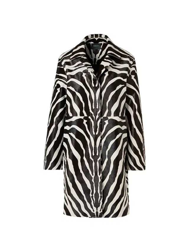 Women's Laron Zebra-Print Leather Coat - Ecru Black