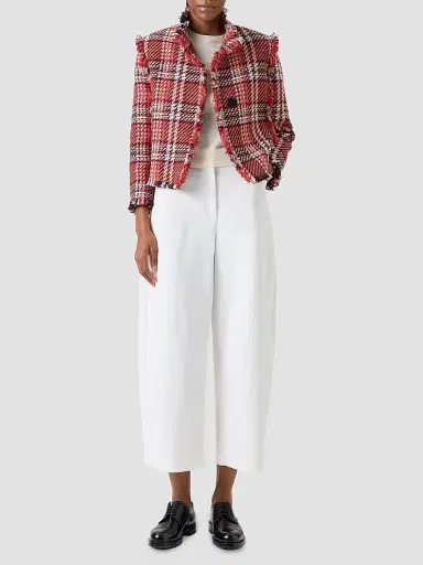 Akris punto Women's Plaid Cotton-Blend Tweed Jacket - Red Multicolor - Size 18 | Thumbnail 2