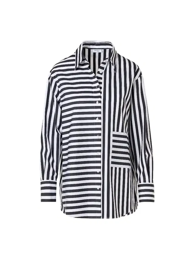 Akris punto Women's Kodak Striped Cotton Oversized Shirt - Black Cream