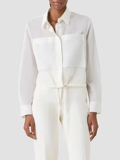 Akris Women's Cotton Button-Front Shirt - Ecru - Size 10 | Thumbnail 4