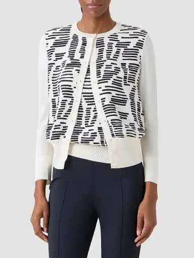 Akris Women's Printed Silk Long-Sleeve Cardigan | Thumbnail 4