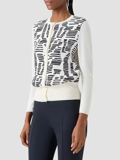 Akris Women's Printed Silk Long-Sleeve Cardigan | Thumbnail 6