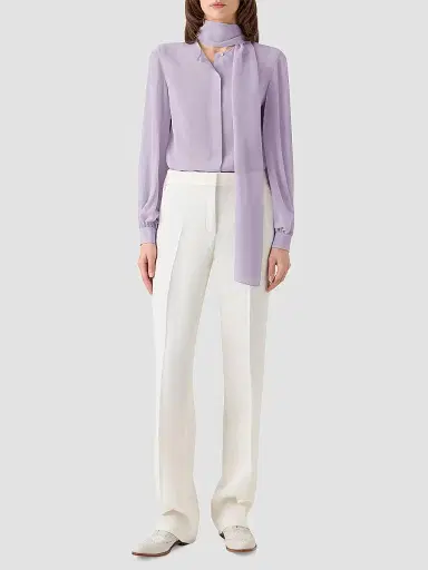 Akris Women's Silk Georgette Scarf Blouse - Malva - Size 16 | Thumbnail 2 Akris Women's Silk Georgette Scarf Blouse - Malva - Size 16 | Thumbnail 2