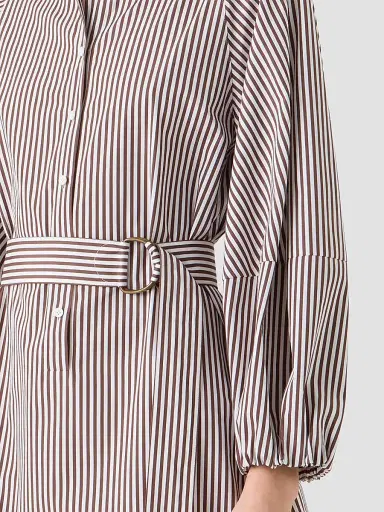 Akris punto Women's Striped Cotton Belted Shirtdress - Mocca Cream - Size 16 | Thumbnail 5