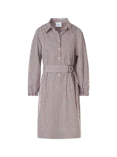 Akris punto Women's Striped Cotton Belted Shirtdress - Mocca Cream - Size 16 | Thumbnail 1
