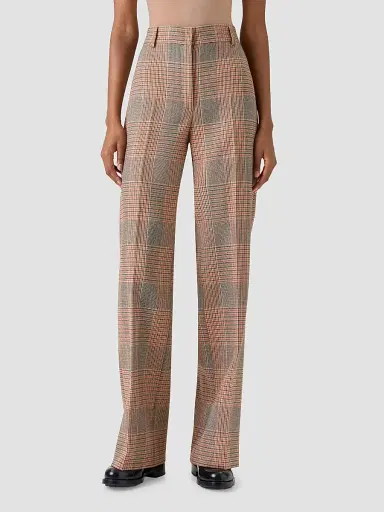 Akris punto Women's Chiaro Glen Check Virgin Wool-Blend Pants - Beige Mocca Orange - Size 16 | Thumbnail 3