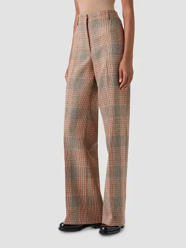 Akris punto Women's Chiaro Glen Check Virgin Wool-Blend Pants - Beige Mocca Orange - Size 16 | Thumbnail 5