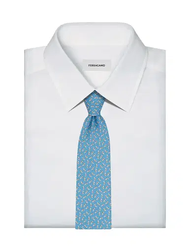 Ferragamo Men's Charlie-Print Silk Tie | Thumbnail 3 Ferragamo Men's Charlie-Print Silk Tie | Thumbnail 3