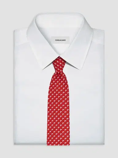 Ferragamo Men's Shark Print Silk Tie | Thumbnail 2 Ferragamo Men's Shark Print Silk Tie | Thumbnail 2