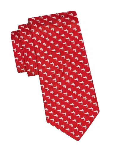 Ferragamo Men's Shark Print Silk Tie | Thumbnail 1 Ferragamo Men's Shark Print Silk Tie | Thumbnail 1