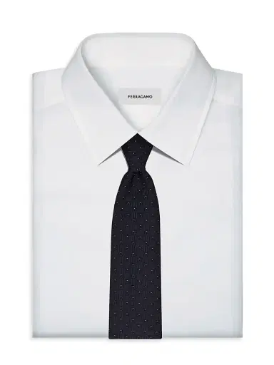Ferragamo Men's Gancio Jacquard Woven Silk Tie - Blue Scuro | Thumbnail 2