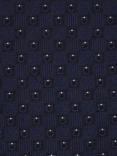 Ferragamo Men's Gancio Jacquard Woven Silk Tie - Blue Scuro | Thumbnail 4