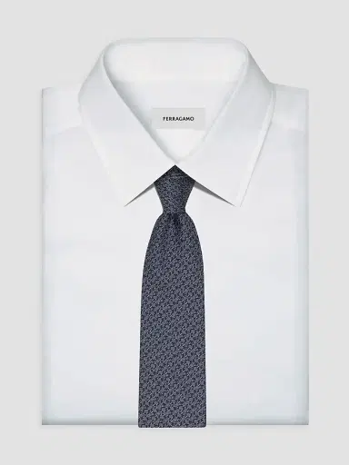 Ferragamo Men's Gancini Silk Jacquard Tie - Grigio | Thumbnail 2
