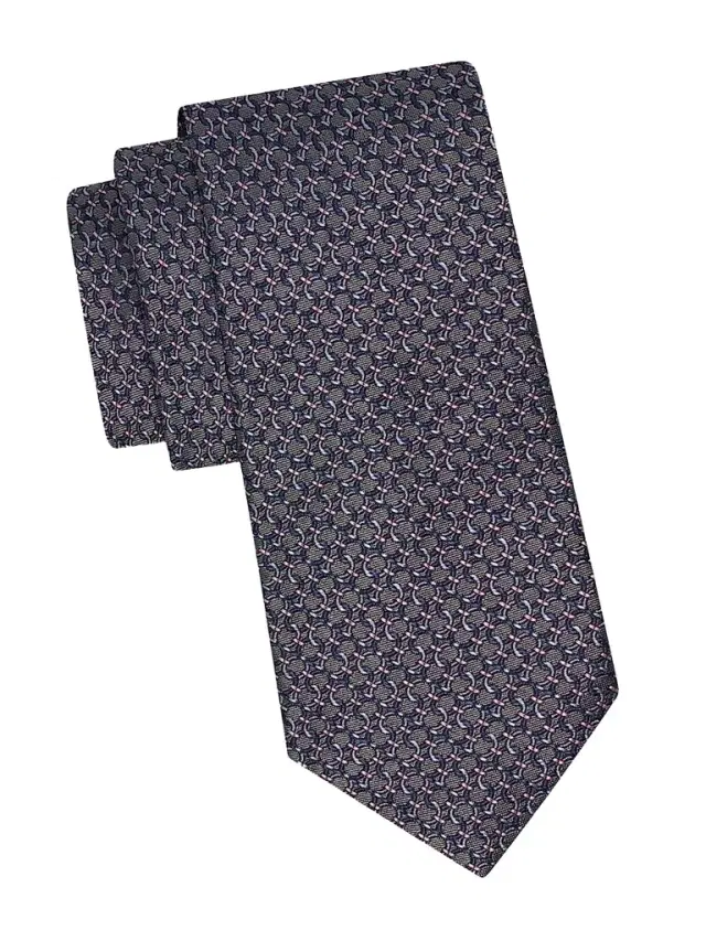 Men's Gancini Silk Jacquard Tie - Grigio