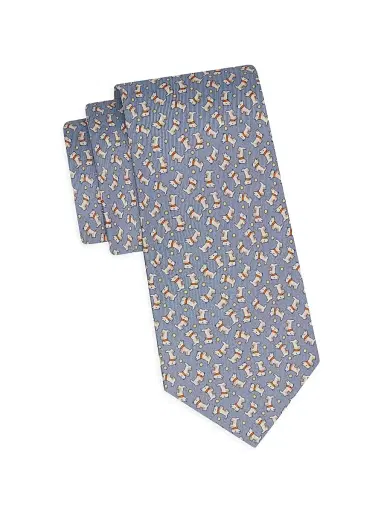 Ferragamo Men's Charlie-Print Silk Tie | Thumbnail 1 Ferragamo Men's Charlie-Print Silk Tie | Thumbnail 1