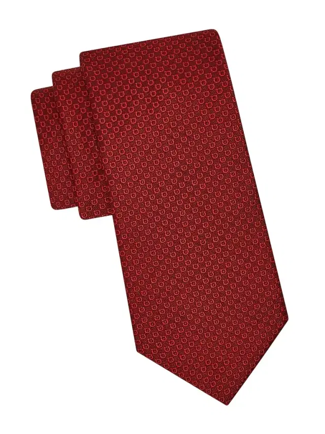 FERRAGAMO Men's Gancio Silk Tie - Bordeaux
