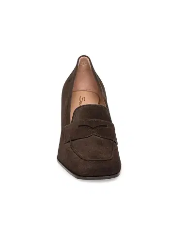 Santoni Women's Carla 65MM Suede Penny Loafer Pumps - Dark Brown - Size 12 | Thumbnail 3 Santoni Women's Carla 65MM Suede Penny Loafer Pumps - Dark Brown - Size 12 | Thumbnail 3