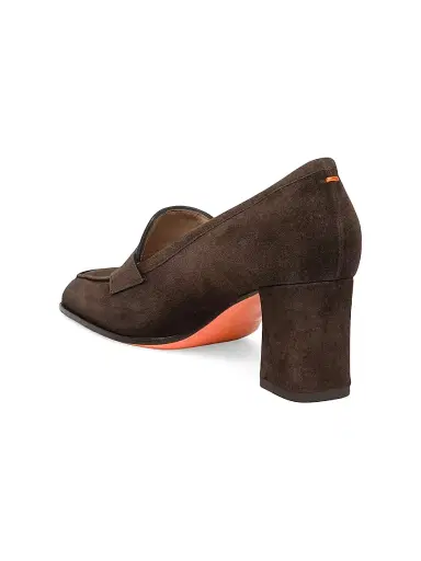 Santoni Women's Carla 65MM Suede Penny Loafer Pumps - Dark Brown - Size 12 | Thumbnail 4 Santoni Women's Carla 65MM Suede Penny Loafer Pumps - Dark Brown - Size 12 | Thumbnail 4