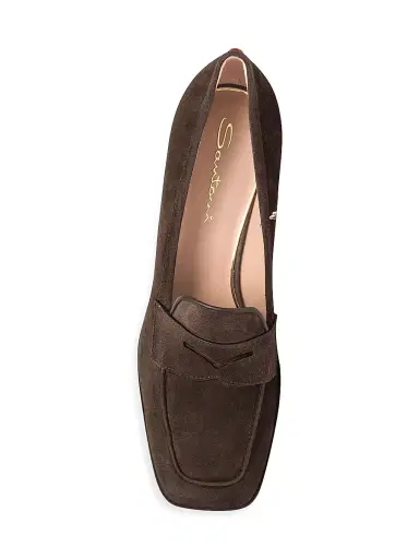 Santoni Women's Carla 65MM Suede Penny Loafer Pumps - Dark Brown - Size 12 | Thumbnail 5 Santoni Women's Carla 65MM Suede Penny Loafer Pumps - Dark Brown - Size 12 | Thumbnail 5