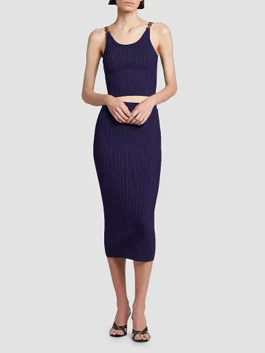 Versace Women's La Vacanza Mesh Rib-Knit Hardware Top - Purple - Size 12 | Thumbnail 2 Versace Women's La Vacanza Mesh Rib-Knit Hardware Top - Purple - Size 12 | Thumbnail 2