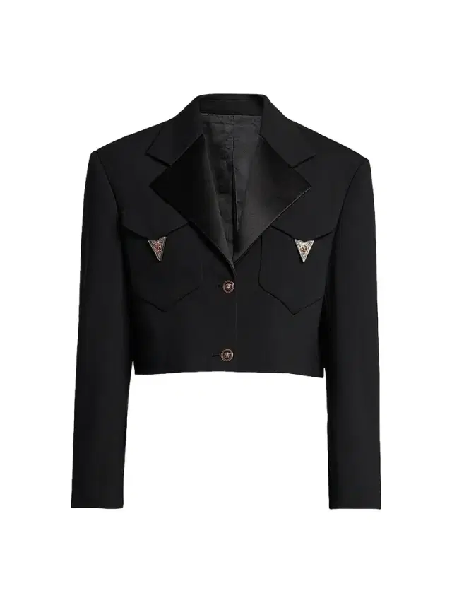 Versace Women's La Vacanza Hardware-Embellished Wool Crop Blazer - Black