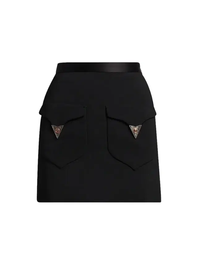 Versace Women's La Vacanza Hardware-Embellished Wool Miniskirt - Black