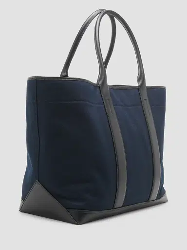 Tom Ford Men's Canvas & Leather Large Tote - Navy Black | Thumbnail 4 Tom Ford Men's Canvas & Leather Large Tote - Navy Black | Thumbnail 4