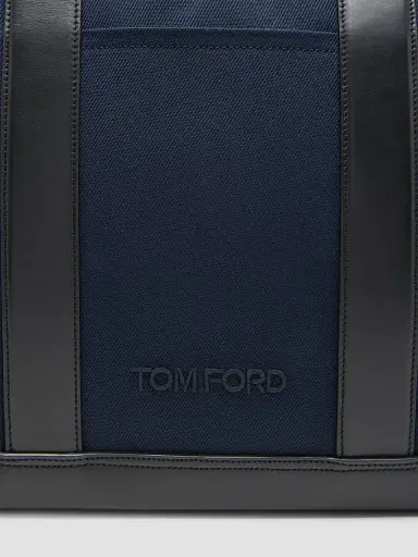 Tom Ford Men's Canvas & Leather Large Tote - Navy Black | Thumbnail 5 Tom Ford Men's Canvas & Leather Large Tote - Navy Black | Thumbnail 5