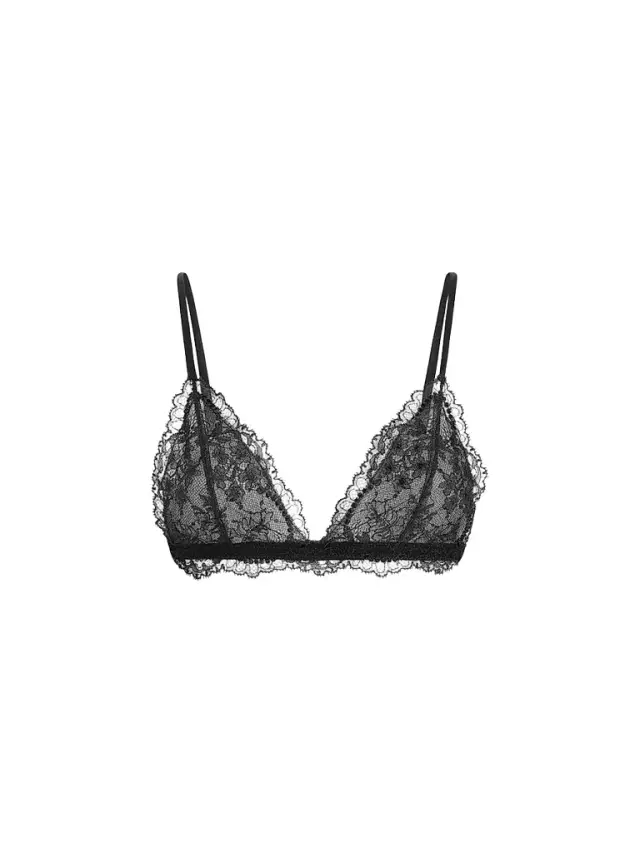 Women's Floral Lace Soft Cup Bra - Black