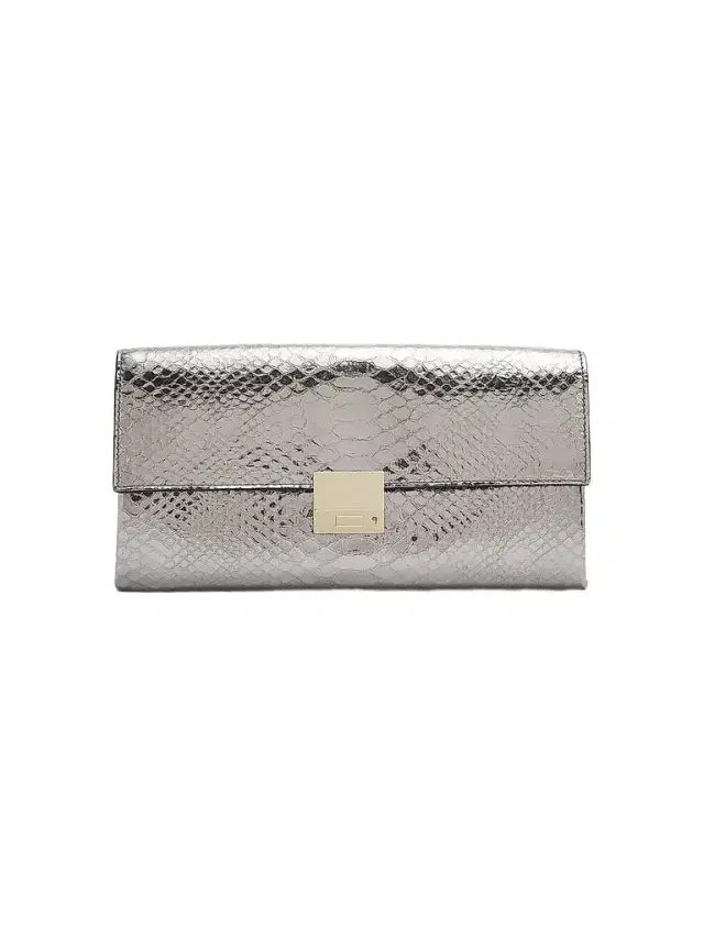 Women's Jean Python-Embossed Leather Clutch - Silver