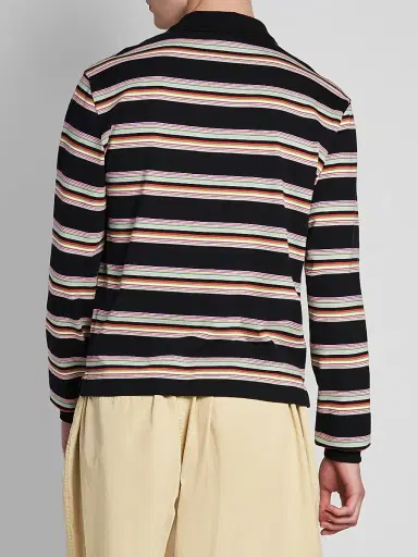 Marni Men's Striped Cotton Slim-Fit Polo Shirt - Pale Mint | Thumbnail 3