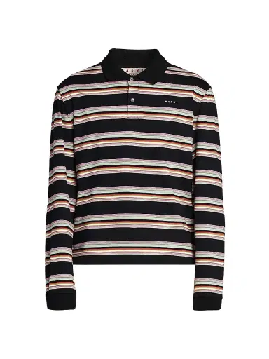 Marni Men's Striped Cotton Slim-Fit Polo Shirt - Pale Mint | Thumbnail 1